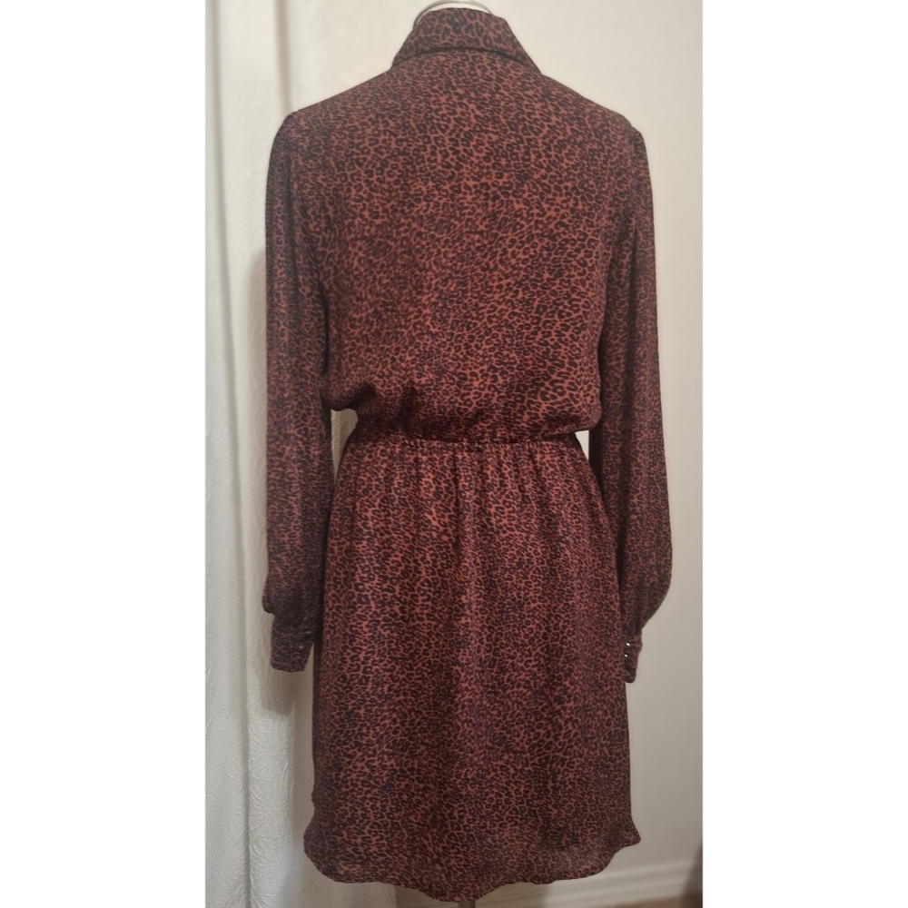 Cupcakes And Cashmere Sheryl Leopard Print Long Sleeve Minidress Sz M - Picture 4 of 15